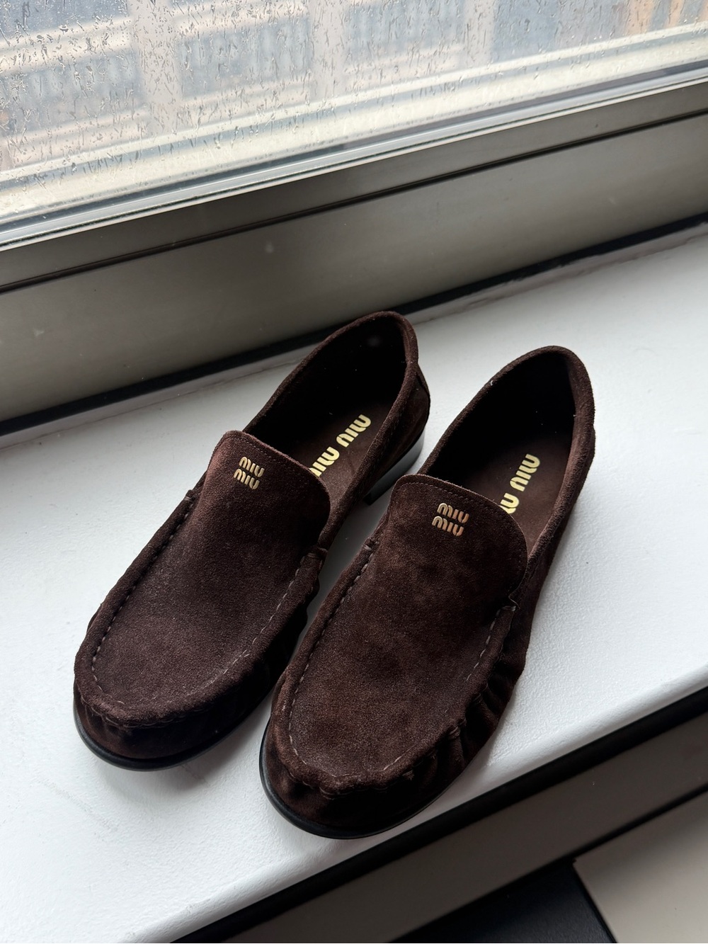 Miu Miu women’s Dark Brown Suede Loafers